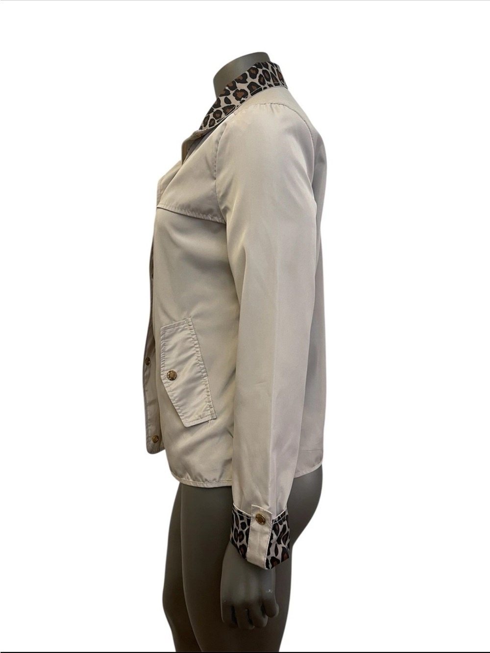 Cynthia Rowley Jacket Womens S Tan Leopard Print Full Zip Animal Spring Trench - Picture 3 of 13